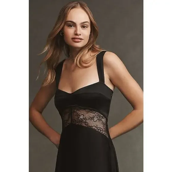BHLDN Sweetheart Silky Satin Lace Cutout A-Line Gown - Picture 3 of 5